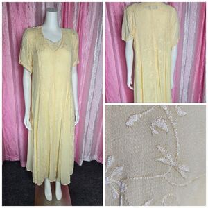 Starina India Vintage Yellow Floral Cottagecore Under Slip Maxi Dress Size XL